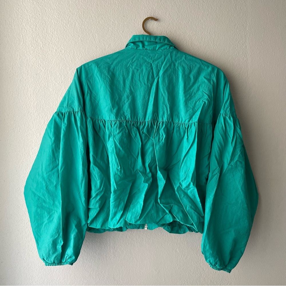 Free People | Teal Retro Zip-Up Windbreaker Bomber Jacket - Picture 4 of 11